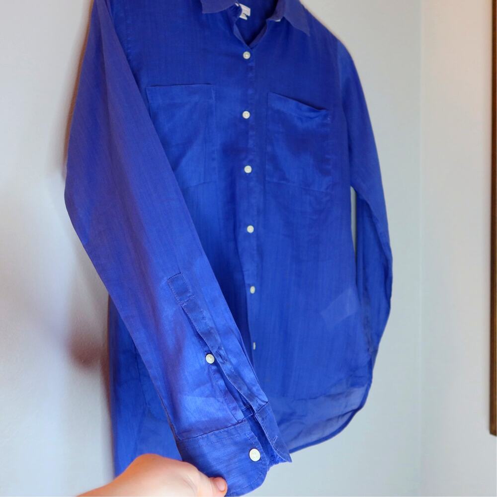 Gap Designed Crafted Cobalt Blue Button Down Shirt Cotton Ramie Sz S